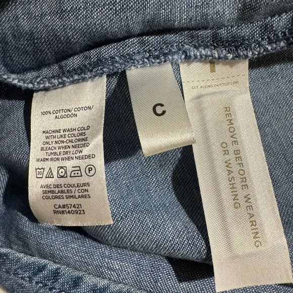 NWT Loft Denim Shirt Dress Chambray Blue Size Medium Long Sleeve Button Front - Picture 6 of 9